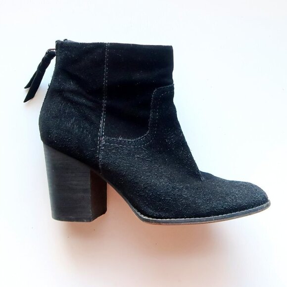 Splendid Anthropologie Black Suede Leather Block Heel Ankle Boots Booties 9.5 - Picture 9 of 15